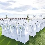 VEVOR 100 Pcs White Chair Covers Polyester Spandex Chair Cover Stretch Slipcovers for Wedding Party Dining Banquet Flat-Front Chair Covers