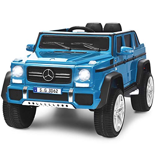 Costzon Ride on Car, Licensed Mercedes-Benz Maybach, 12V Battery Powered Vehicle Toy w/ 2 Motors, Remote Control, 3 Speeds, Lights, Horn, Music, Aux, Storage, Truck, Electric Car for Kids (Navy)