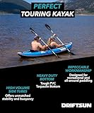 Driftsun Voyager Inflatable Kayak 2 Person Tandem, Foldable Kayaks for Adults Includes 2 Aluminum Paddles, 2 Padded Seats, Double Action Pump and Travel Backpack