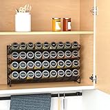 SpaceAid Spice Rack Organizer with 36 Spice Jars, 386 Spice Labels, Chalk Marker and Funnel Set for Cabinet, Countertop, Pantry, Cupboard or Door & Wall Mount - 36 Jars, 17.2" W × 10.8" H, Black