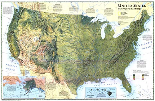 National Geographic: United States, The Physical Landscape 1996 - Historic Wall Map Series - 31.25 x 20.5 inches - Paper Rolled