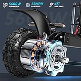 Gallop Fast Electric Scooter for Adults, Up to 55MPH 5600W 60V Dual Motor 60 Miles Long Range Off-Road Scooter with Seat,11" Off-Road Tires, Oil Hydraulic Brake, Foldable for Commuting and Adventure