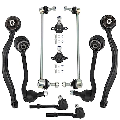 BRTEC 10pcs Suspension Kit Front Lower Control Arm Lower Ball Joint Stabilizer Outer Tie Rod End Link for 2000 2001 2002 2003 2004 2005 2006 BMW (E53) X5