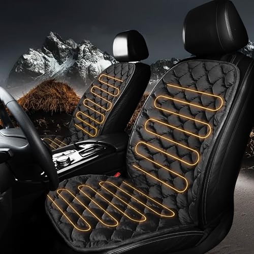 FIOQE Driver&Passenger Side Seat Cushion for Full Back and Seat Comfortable Seat Cover with Full Back, Universal Seat Cushion for Seat in Winter-Black