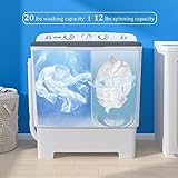 Portable Twin Tub 32 lbs Washing Machine, Buy (washer) Get (Dry Rack+10 Hangers) Free! Mini Compact Laundry Lavadora Portatil, Twin Tub 20lbs Washer & 12lbs Spinner, Clothes Washing Machines