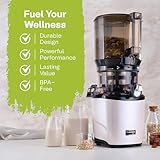 Kuvings AUTO10 Cold Press Juicer White - Hands-Free Masticating Juicer With 240W Motor - Quiet Electric Machine With 100 Ounce Batching Hopper for Juice, Smoothies, Nut Milk, and Sorbets