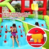 WELLFUNTIME Inflatable Water Double Slides Park with Blower, Bouncy Castle with Rainbow Water Curtain, with Shooting and Rock Climbing