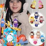 12 PCS Labubu Doll Monster Macaron Hanging Key Chain Doll Wings of Fortune Vinyl Hanging Key Chain Toys for Modern Home Decor