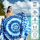 2 Pack Microfiber Beach Towel, Blue and Blue Oversized Pool Towel 75”x 35”, Sand-Free Quick Drying Camping Super Absorbent Bath Blanket, Soft Breathable and Lightweight