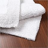 Bath Mat Rug 17"x24" White, 100% Pure Cotton, Super Soft Bath Rugs, Plush & Absorbent, Hand Tufted Heavy Weight Construction, Full Reversible Step Out Rugs