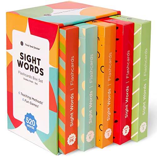 Think Tank Scholar 520 Sight Words Flash Cards (Award-Winning) Dolch & Fry, High Frequency Words - Preschool (Pre K) Kindergarten 1st 2nd 3rd Grade Homeschool (Kids Ages 3, 4, 5, 6, 7, 8, 9) Set