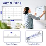 Dry Erase Calendar Whiteboard for Wall, 36" x 24" Magnetic Monthly WhiteBoard Calendar Dry Erase, Wall Hanging Aluminum Frame Calendar Board with Tray for Home, School, Office (Silver Frame)