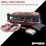 Swissmar Classic 8-Person Raclette Party Grill with Reversible Cast Iron Grill Plate/Crepe Top, Indoor Electric Raclette Grill & Griller - Red