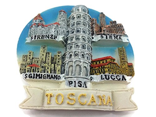 WitnyStore Tiny 2¾" Blue Landmarks of Tuscany Italy - Miniature Hand Made Resin 3D Europe Landmark Tourist Attractions Decorative Refrigerator Fridge Magnets Décor Collectible Traveler Souvenirs Gifts