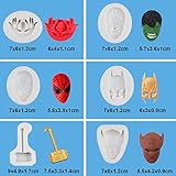 8 Pieces Superheros Silicone Fondant Molds Cartoon Film Character Silicone Mold Fondant Chocolate Candy Mold for Cake Decorations