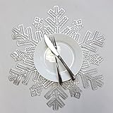 Wintop Group 15"×17" Vinyl Metallic Christmas Placemats Hollow Out Design, Winter Placemats Set of 6, Snowflake Silver