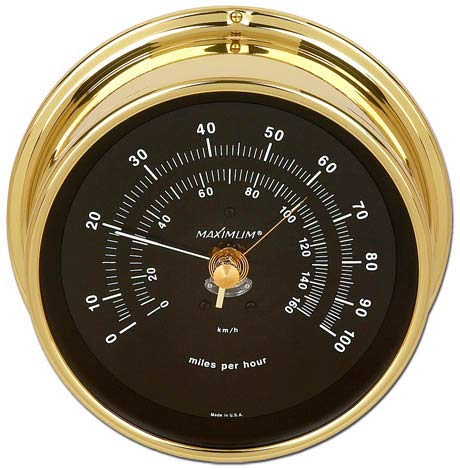 Maximum Vigilant Wind Speed Instrument - Brass Case, Black Dial