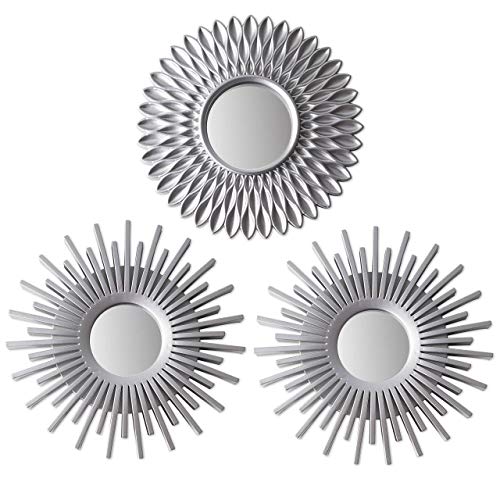 BONNYCO Wall Mirrors Pack of 3 Round Silver Mirrors for Home Decor, Bedroom & Room | Espejos Decorativos de Pared Sala Dormitorio | Circle Wall Decor Minimalist Vintage & Chic, Gifts for Women Mums