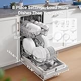 Midea MDF18A1AST Built-in Dishwasher with 8 Place Settings, 6 Washing Programs, Stainless Steel Tub, Heated Dry, Energy Star