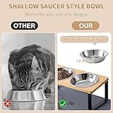 Upgraded Elevated Cat Bowls with Food Mat,15°Tilted Stand Anti Vomiting Raised Cat Dishes for Food and Water,2 Stainless Steel Bowls for Cats and Puppy