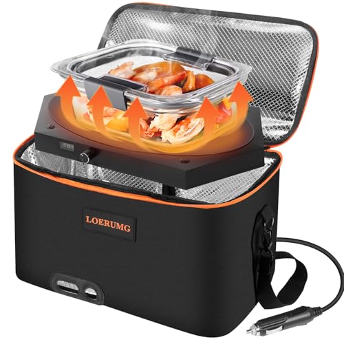 Portable Electric Lunch Box Food Warmer, Mini Personal Microwave Heated Portable Oven, Heated Lunch Box for Outdoor Cooking, Reheating Food for Work, Picnic, Camping, Fishing, and Car or Truck Trips