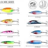 Fishing Spoons Lures Kit 30pcs Hard Metal Colorful Spinner Baits Casting Trolling Trout Spoon Fishing Lures for Bass Salmon Pike Walleye