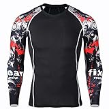 Men's Workout Set Compression Shirt and Pants Top Long Sleeve Sports Tight Base Layer Suit Quick Dry & Moisture-Wicking Grey&Red M