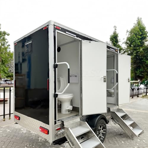 Restroom Trailer 9.8FT Portable Bathroom for Adults Restroom Accessories Deposit Mobile Toilet Trailer with Urinals and Toilet Porta Potty Portable Bathroom Trailer On Wheel Advance Payment