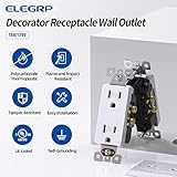 ELEGRP 15 Amp Tamper Resistant White Electrical Wall Outlet, 125V, UL Listed, 20 Pack