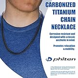 Phiten Carbonized Titanium Chain Necklace - Corrosion-Resistant, Lightweight, Pure Premium Grade for Sports, Gym, and Athletics for Men and Women, Black