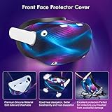 Relohas Accessories for Oculus Quest 2, VR Accessory Set for Meta Quest 2, Include Controller Grip Leather Cover, VR Shell Cover, Face Cover, The Best Gifts for Christmas and Halloween(Aurora Blue)