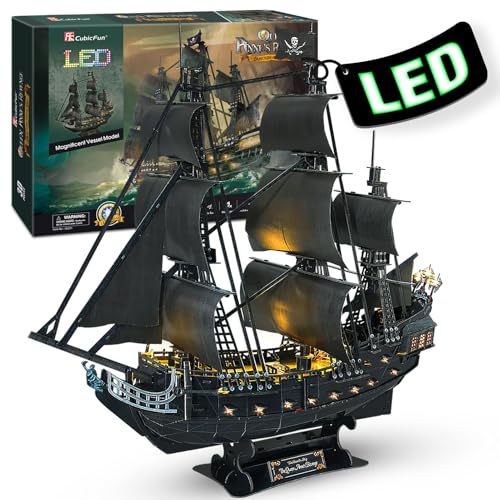 3D Puzzles for Adults Home Decor Pirate Ship Gifts for Men Women Model Kits Brain Teaser Puzzles for Adults Teacher Gifts,Queen Anne's Revenge 340 Pcs Valentine's Day Gift Easter Gifts