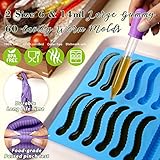 LUSHYUM Gummy Worm Molds Silicone 6ML 14ML, 4PCS Non-Stick Silicone Large Worm Molds for Chocolate Gummy Candy 60 Cavity with 2 Droppers & Brush, Ideal Gift for Kids Adult Halloween Party