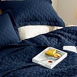 Bedsure Quilts California King Size - Lightweight Bedspreads Cal King Size with Basket Weave Pattern, Soft Quilt Bedding Set, Navy Comforter Set Coverlet for All Seasons with 2 Pillow Shams