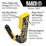 Klein Tools 80024 Ratcheting Data Cable and RJ45 Crimp Tool with CAT6 Plug 50-Pack, Pass Thru Installation Tool Kit