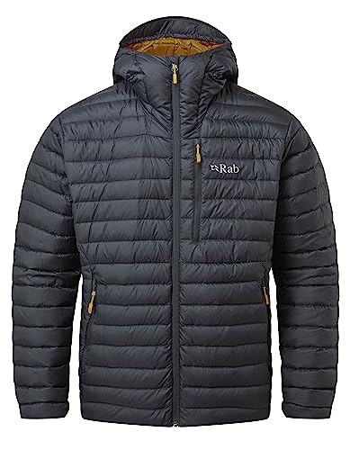 Rab Men's Microlight Alpine 700-Fill Down Hooded Puffer Jacket for Hiking & Skiing - Beluga - Medium