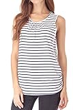 Smallshow Women's Maternity Nursing Tank Tops Breastfeeding Clothes 3-Pack Medium Black-Dark Grey-White Stripe