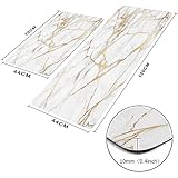 Mrcrypos Gold White Kitchen Rugs Cushioned Anti Fatigue 2 PCS Marble Kitchen Mats PVC Non Slip Waterproof Kitchen Mats for Floor Sink Laundry Office