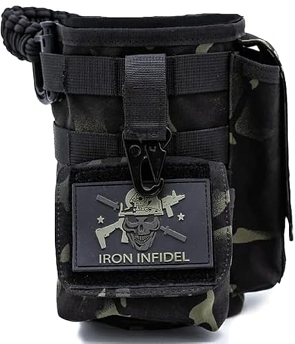 Battle Bottle Sleeve - 64 oz Water Bottle Sleeve Only - Fits Many 2L Steel Water Bottle Cover Rugged & Versatile Design with Storage for Phone, Wallet & Keys - Multicam (Black Camo)