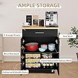 Shintenchi Kitchen Island Cart with Storage,Rolling Kitchen Island Side Table on Wheels with Worktop,Single Door Storage Cabinet and Drawer for Kitchen,Dinning Room, Black