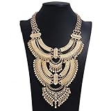 Ufraky Vintage Multilayer Ethnic Tribal Statement Choker Necklace Bohemian Indian Turkish Jewelry for Women (Gold)