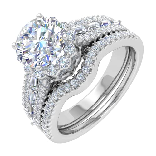 1 Carat Diamond Bridal Ring Set in 14K White Gold (Ring Size 7)