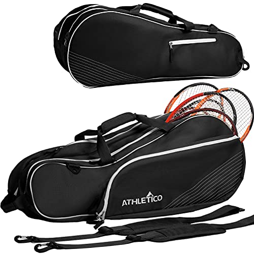 Athletico 6 Racquet Tennis Bag | Padded to Protect Rackets & Lightweight | Professional or Beginner Tennis Players | Unisex Design for Men, Women, Youth and Adults (Black)
