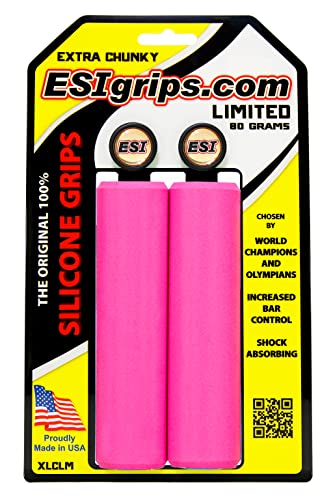 ESI Grips Extra Chunky Silicone MTB Grip - Ultimate Comfort and Control for Mountain Bike and E-Bike Riders, Durable Silicone Bicycle Handlebar Grips for a Smooth Ride, Pink