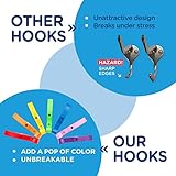 Toughook Heavy Duty Hooks for Hanging Coats, Jackets, Backpacks, Baseball Hats - Wall Mounted Rainbow Color Hangers for Kids, Perfect Hook for Classrooms, Bathroom Robes, Towels| Max Hook 7-Pack