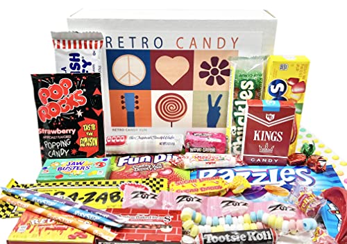 RETRO CANDY YUM ~ Care Package Assortment Gift Box Nostalgic Candy Mix from Childhood for Man or Woman Jr