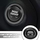 X AUTOHAUX Car Start Stop Switch Button Cover with Ring Kit for Cadillac XTS XT5 CT6 Black