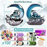 Zvaiuk New Moon Backflow Incense Holder, Ceramic Hand-Made Incense Fountain Burner with 100 Backflow Incense Cones，Fragrance Incense Stick，mat，Aromatherapy Home Decoration