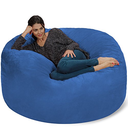 Chill Sack Bean Bag Chair - 5' Giant Memory Foam Lounge Chair with Soft Microfiber Cover – Cozy Furniture for Living Room, Dorm, & Kids' Rooms – Comfortable 5 Ft, Microsuede Lounge Sofa, Royal Blue