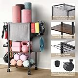 Yoga Mat Storage Rack Home Gym Equipment Workout Equipment Organizer Yoga Mat Holder for Dumbbell,Kettlebell and More Gym Accessories Gym Essentials Women Men Fitness Exercise Equipment Organization